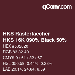 カラーコード: HKS Rasterfaecher - HKS 16K 090% Black 50% | qconv.com