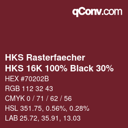 Farbcode: HKS Rasterfaecher - HKS 16K 100% Black 30% | qconv.com