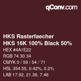カラーコード: HKS Rasterfaecher - HKS 16K 100% Black 50% | qconv.com
