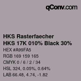 Código de color: HKS Rasterfaecher - HKS 17K 010% Black 30% | qconv.com