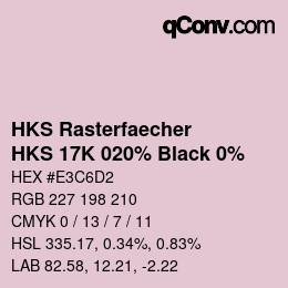 カラーコード: HKS Rasterfaecher - HKS 17K 020% Black 0% | qconv.com