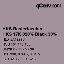 カラーコード: HKS Rasterfaecher - HKS 17K 020% Black 30% | qconv.com
