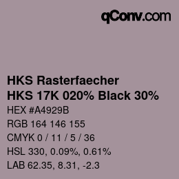 Color code: HKS Rasterfaecher - HKS 17K 020% Black 30% | qconv.com