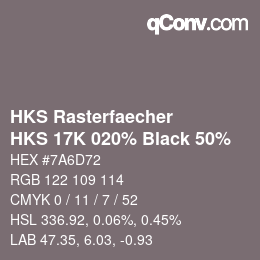 Color code: HKS Rasterfaecher - HKS 17K 020% Black 50% | qconv.com
