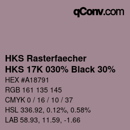 カラーコード: HKS Rasterfaecher - HKS 17K 030% Black 30% | qconv.com