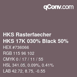カラーコード: HKS Rasterfaecher - HKS 17K 030% Black 50% | qconv.com