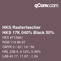 Farbcode: HKS Rasterfaecher - HKS 17K 040% Black 50% | qconv.com