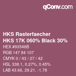 カラーコード: HKS Rasterfaecher - HKS 17K 060% Black 30% | qconv.com