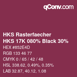 カラーコード: HKS Rasterfaecher - HKS 17K 080% Black 30% | qconv.com