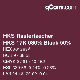 カラーコード: HKS Rasterfaecher - HKS 17K 080% Black 50% | qconv.com