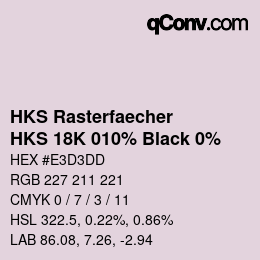 カラーコード: HKS Rasterfaecher - HKS 18K 010% Black 0% | qconv.com