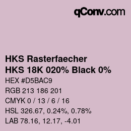 カラーコード: HKS Rasterfaecher - HKS 18K 020% Black 0% | qconv.com