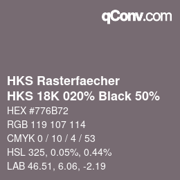 Color code: HKS Rasterfaecher - HKS 18K 020% Black 50% | qconv.com