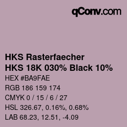 Farbcode: HKS Rasterfaecher - HKS 18K 030% Black 10% | qconv.com