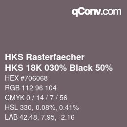 カラーコード: HKS Rasterfaecher - HKS 18K 030% Black 50% | qconv.com