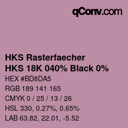 カラーコード: HKS Rasterfaecher - HKS 18K 040% Black 0% | qconv.com