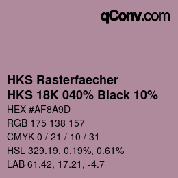 カラーコード: HKS Rasterfaecher - HKS 18K 040% Black 10% | qconv.com