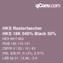 カラーコード: HKS Rasterfaecher - HKS 18K 040% Black 30% | qconv.com