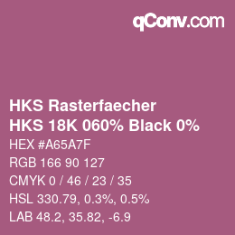 カラーコード: HKS Rasterfaecher - HKS 18K 060% Black 0% | qconv.com