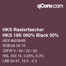 カラーコード: HKS Rasterfaecher - HKS 18K 060% Black 50% | qconv.com