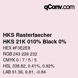 Farbcode: HKS Rasterfaecher - HKS 21K 010% Black 0% | qconv.com