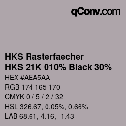 カラーコード: HKS Rasterfaecher - HKS 21K 010% Black 30% | qconv.com