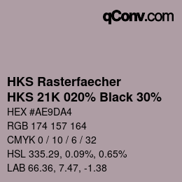 カラーコード: HKS Rasterfaecher - HKS 21K 020% Black 30% | qconv.com