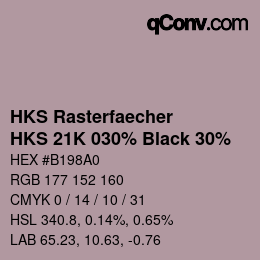 カラーコード: HKS Rasterfaecher - HKS 21K 030% Black 30% | qconv.com