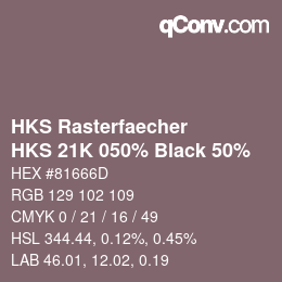 Color code: HKS Rasterfaecher - HKS 21K 050% Black 50% | qconv.com