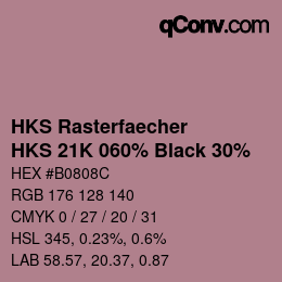 カラーコード: HKS Rasterfaecher - HKS 21K 060% Black 30% | qconv.com