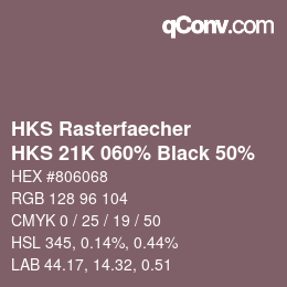 Farbcode: HKS Rasterfaecher - HKS 21K 060% Black 50% | qconv.com