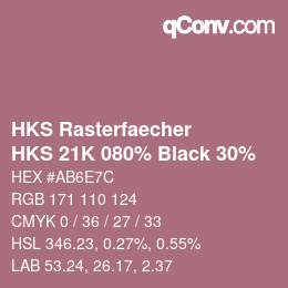 カラーコード: HKS Rasterfaecher - HKS 21K 080% Black 30% | qconv.com