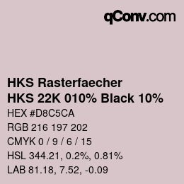 Color code: HKS Rasterfaecher - HKS 22K 010% Black 10% | qconv.com