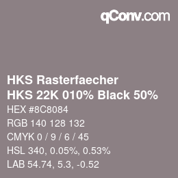 Code couleur: HKS Rasterfaecher - HKS 22K 010% Black 50% | qconv.com