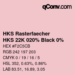 Color code: HKS Rasterfaecher - HKS 22K 020% Black 0% | qconv.com