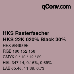 カラーコード: HKS Rasterfaecher - HKS 22K 020% Black 30% | qconv.com