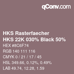 Color code: HKS Rasterfaecher - HKS 22K 030% Black 50% | qconv.com