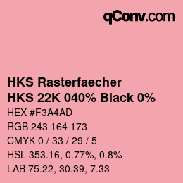 カラーコード: HKS Rasterfaecher - HKS 22K 040% Black 0% | qconv.com