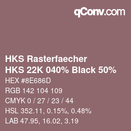 Color code: HKS Rasterfaecher - HKS 22K 040% Black 50% | qconv.com