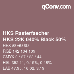 Código de color: HKS Rasterfaecher - HKS 22K 040% Black 50% | qconv.com