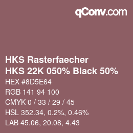Code couleur: HKS Rasterfaecher - HKS 22K 050% Black 50% | qconv.com