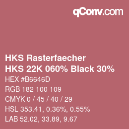 Color code: HKS Rasterfaecher - HKS 22K 060% Black 30% | qconv.com