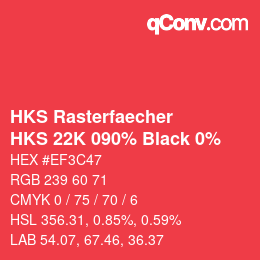 カラーコード: HKS Rasterfaecher - HKS 22K 090% Black 0% | qconv.com
