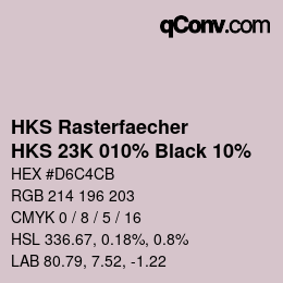 カラーコード: HKS Rasterfaecher - HKS 23K 010% Black 10% | qconv.com