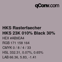 カラーコード: HKS Rasterfaecher - HKS 23K 010% Black 30% | qconv.com