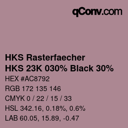 Farbcode: HKS Rasterfaecher - HKS 23K 030% Black 30% | qconv.com