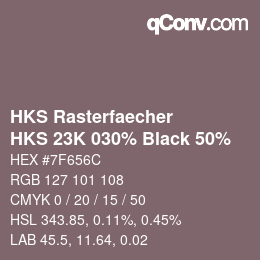 カラーコード: HKS Rasterfaecher - HKS 23K 030% Black 50% | qconv.com