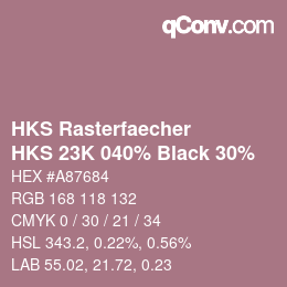 Código de color: HKS Rasterfaecher - HKS 23K 040% Black 30% | qconv.com