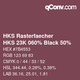 カラーコード: HKS Rasterfaecher - HKS 23K 060% Black 50% | qconv.com