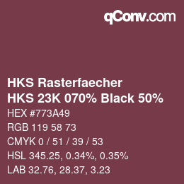 カラーコード: HKS Rasterfaecher - HKS 23K 070% Black 50% | qconv.com